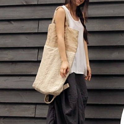 KA6 FLAX™ Vintage Flachs und canvas schultertasche